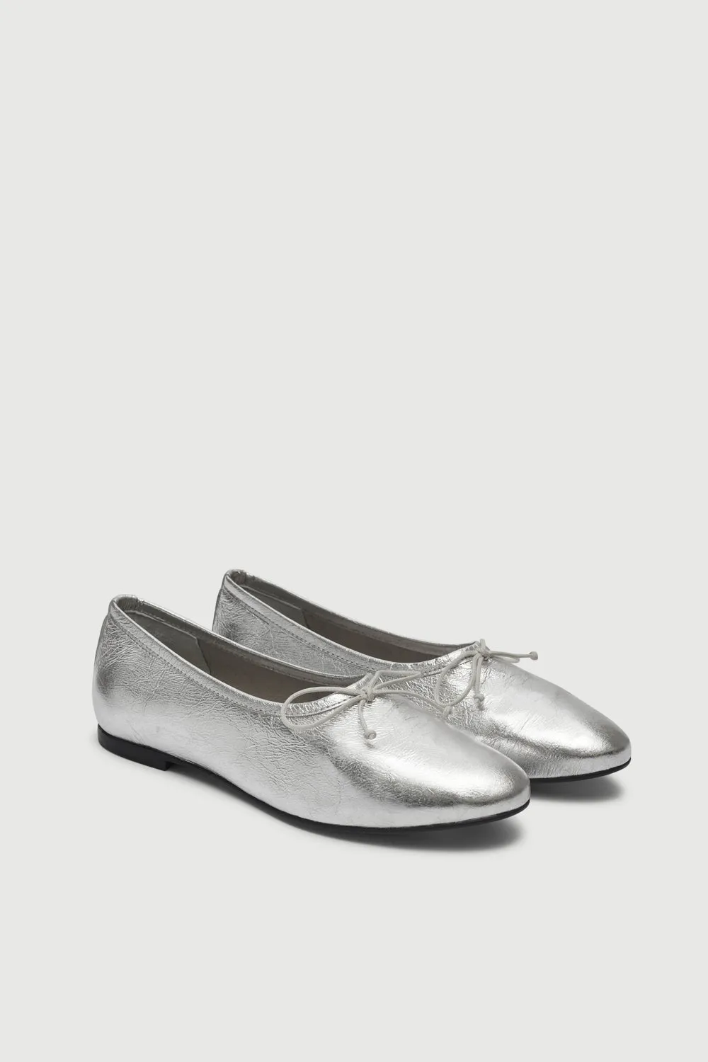 All-Purpose Comfort Versatile Cushioning Ava Ballet Flats in Silver Leather