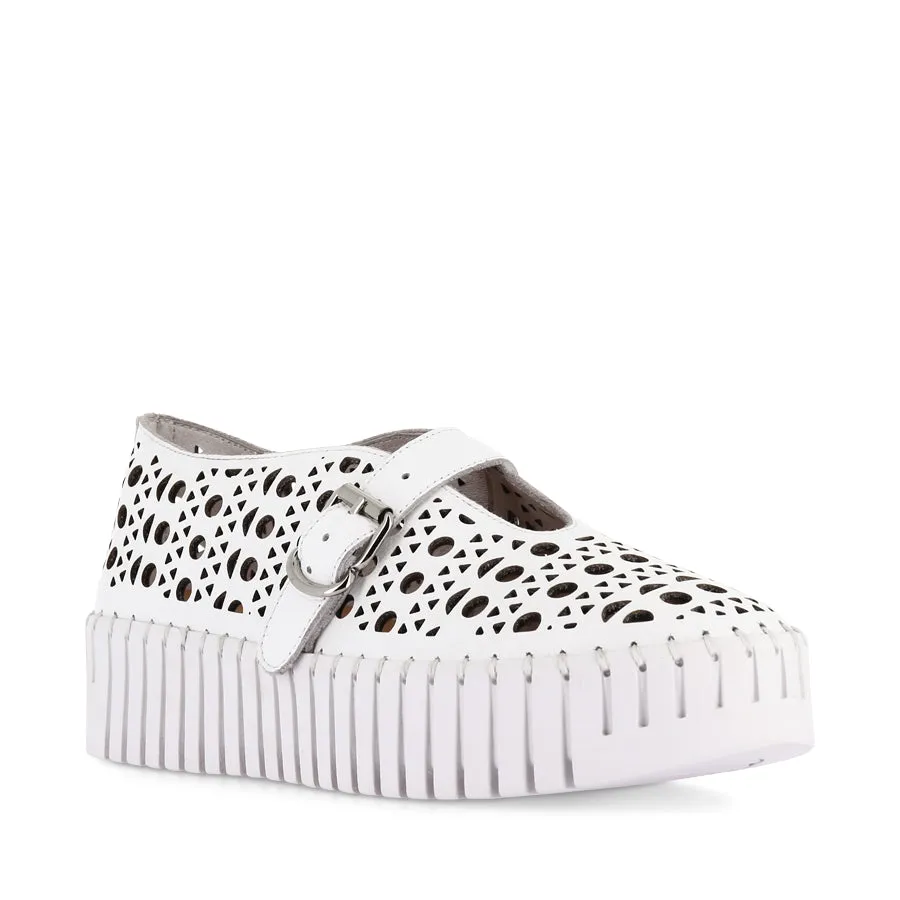 BANDA - WHITE LEATHER Wide Base