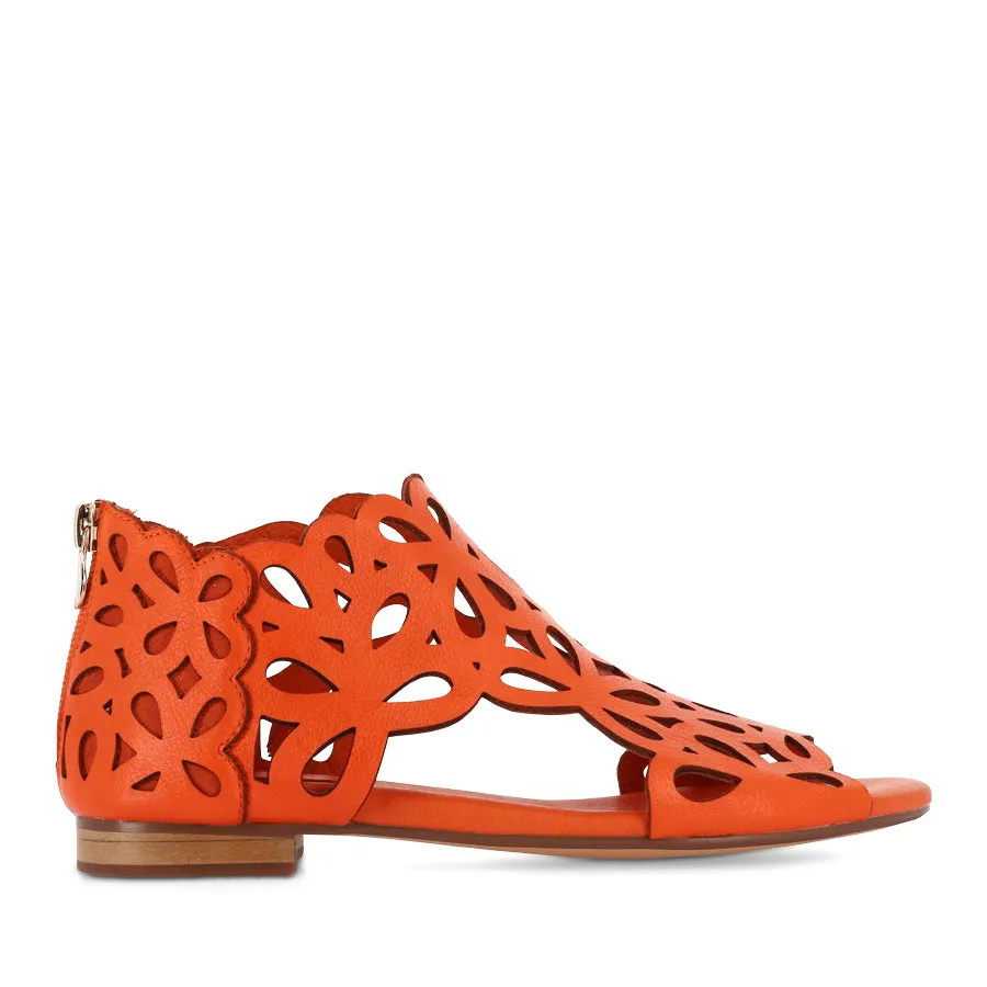 PIETRO - NEW ORANGE LEATHER Comfortable Footwear for Beach Classic Pair