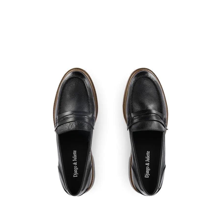 BENICIO - BLACK LEATHER Office Wear Soft Flow