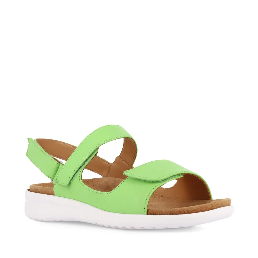 BENJI XW - LIGHT LIME LEATHER WHITE SOLE Chic Vacation Footwear