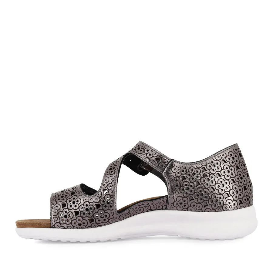 Casual Footwear for Beach Foot Stability BIZZA XW - PEWTER WHITE LEATHER