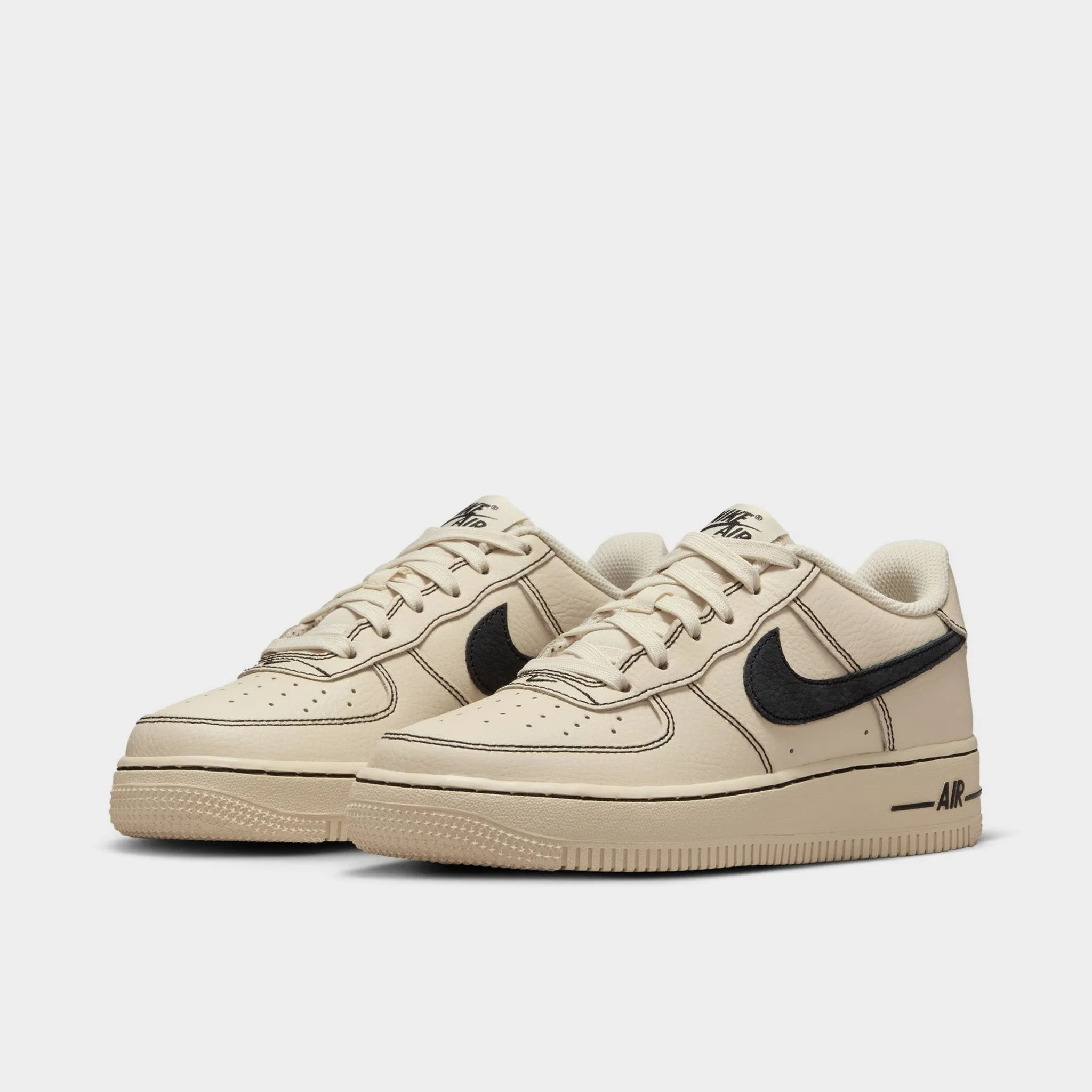 Abrasion Resistant Stitching Nike Air Force 1 LV8 4 GS Light Khaki / Black