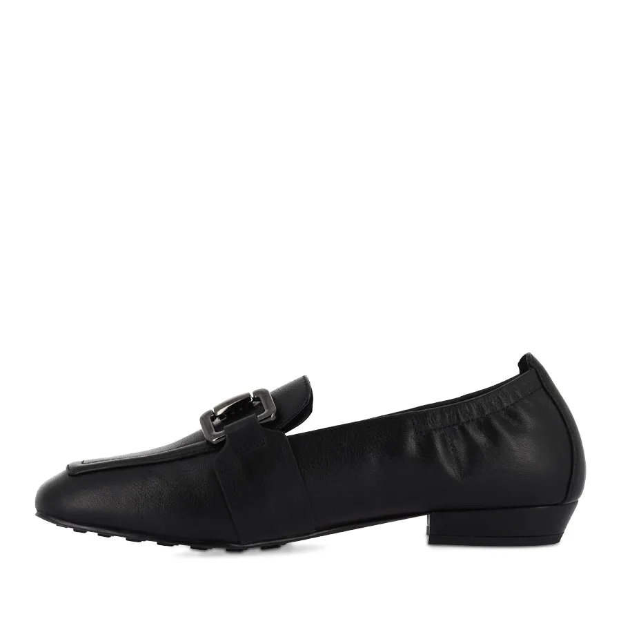 BORGE - BLACK LEATHER Comfortable Office Slip-ons