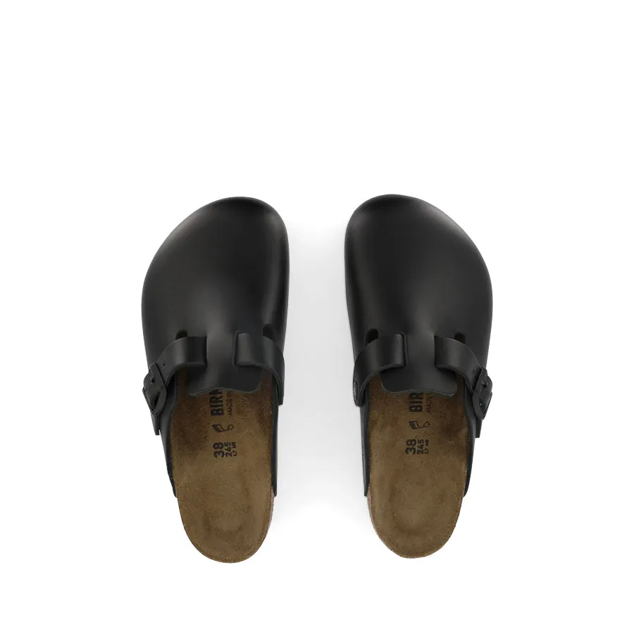 BOSTON - BLACK SMOOTH LEATHER Comfortable Sole Happy Walk Footwear