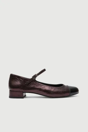 Lola Mary Janes in Chocolate-coloured Metallic Leather High   Quality Easy To Maintain