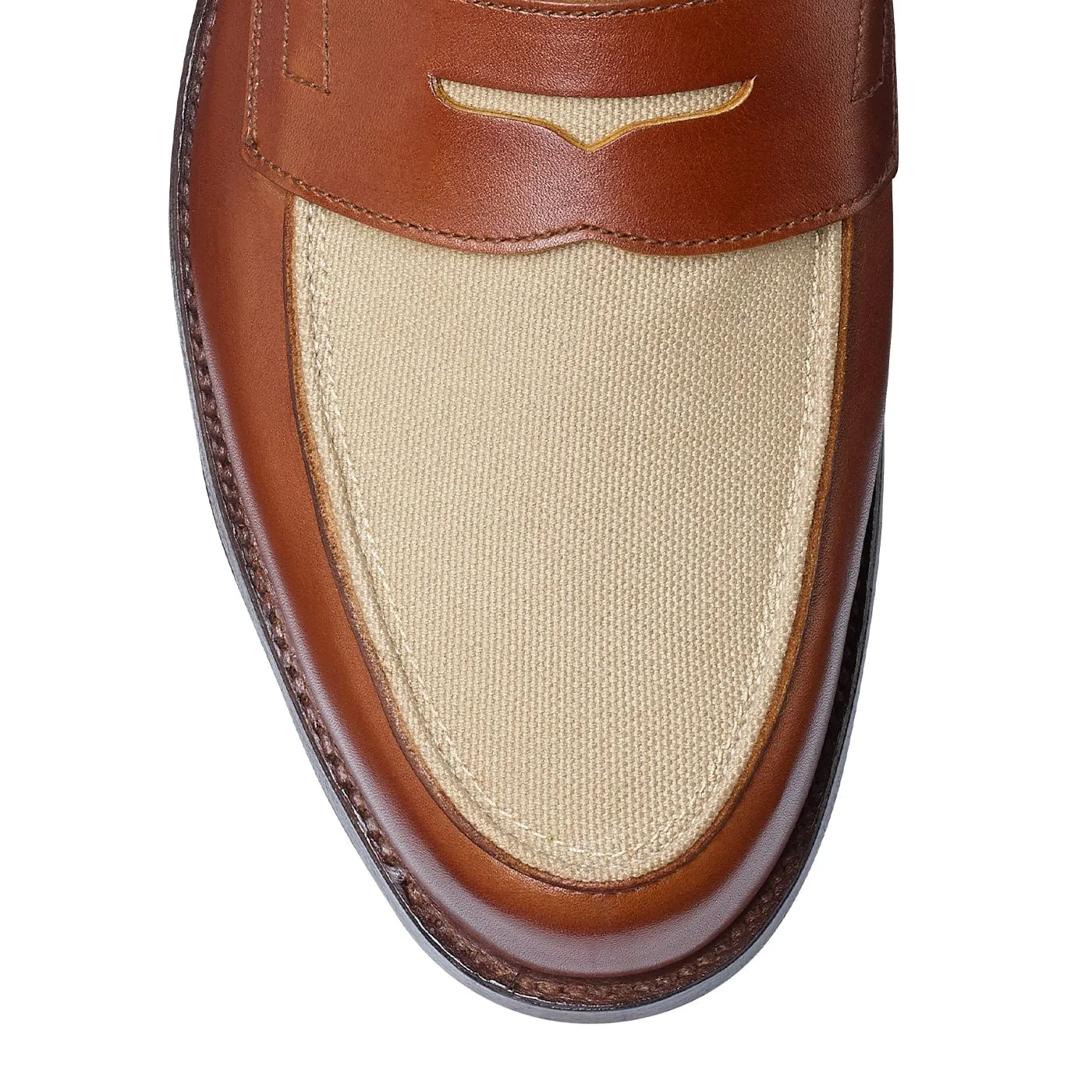 Richmond 2 Tan Burnished Calf & Stone Canvas Flat Sole