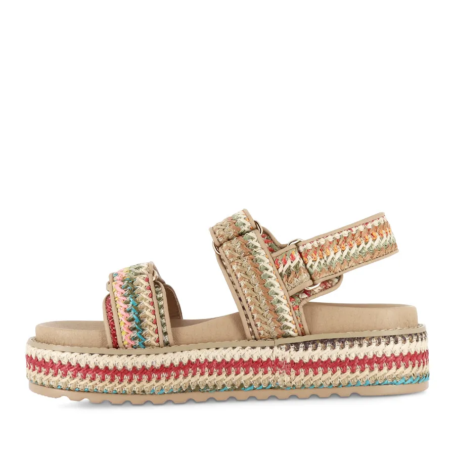 BRIDGETT - NATURAL MULTI WOVEN LEATHER Comfortable Sole Active Footwear