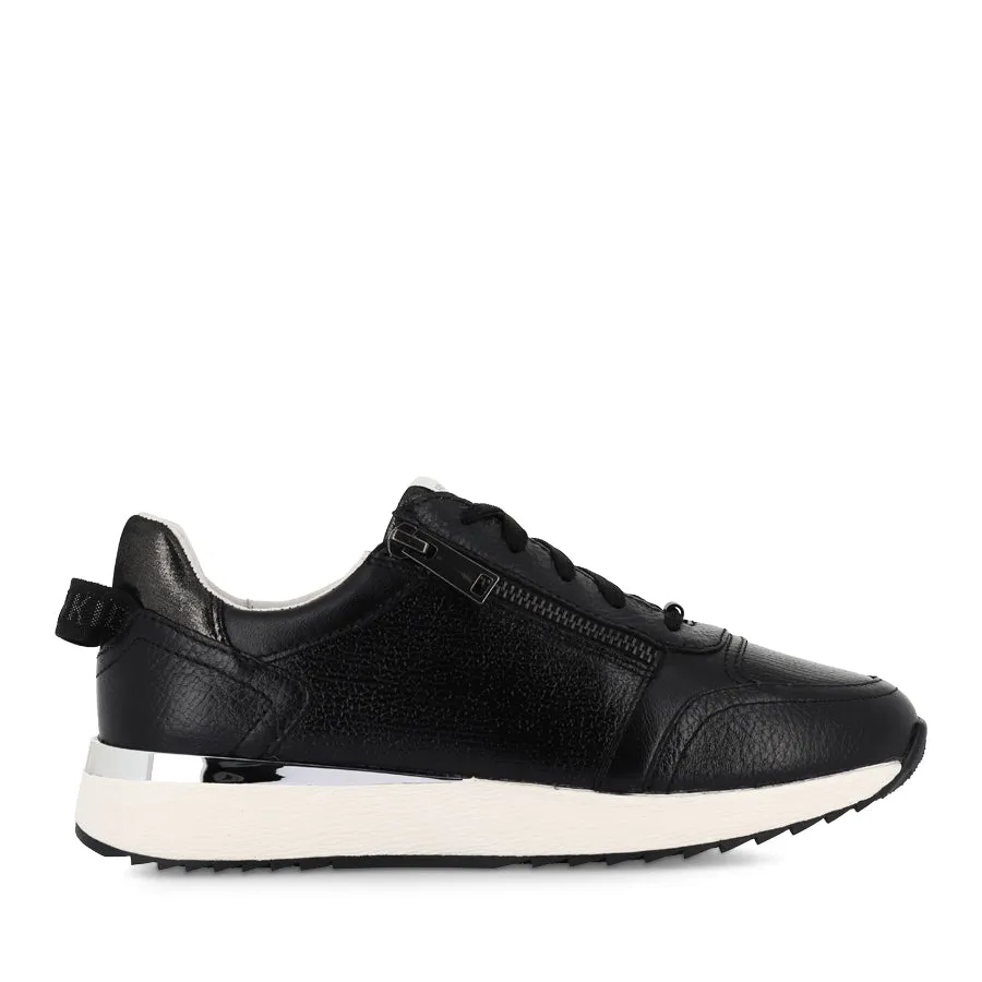 Flexible Midsole Shank Ventilated Footbed System BROOKLYN III - BLACK STEEL LEATHER