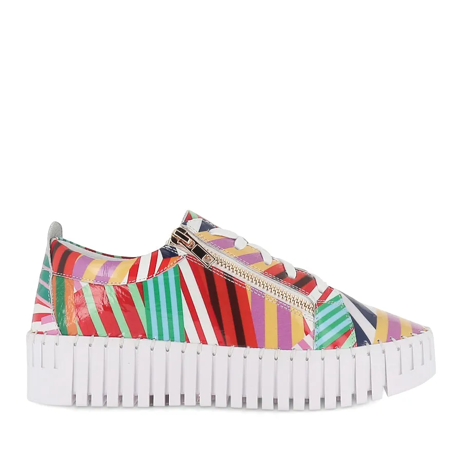 BUMP - WHITE STRIPE MULTI PATENT Sneaker Socks Versatile Footwear
