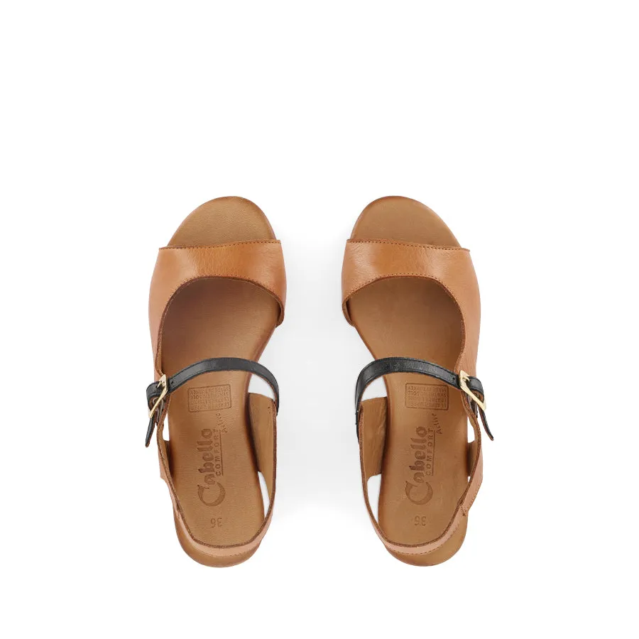 Leather BURSA - TAN/NAVY LEATHER