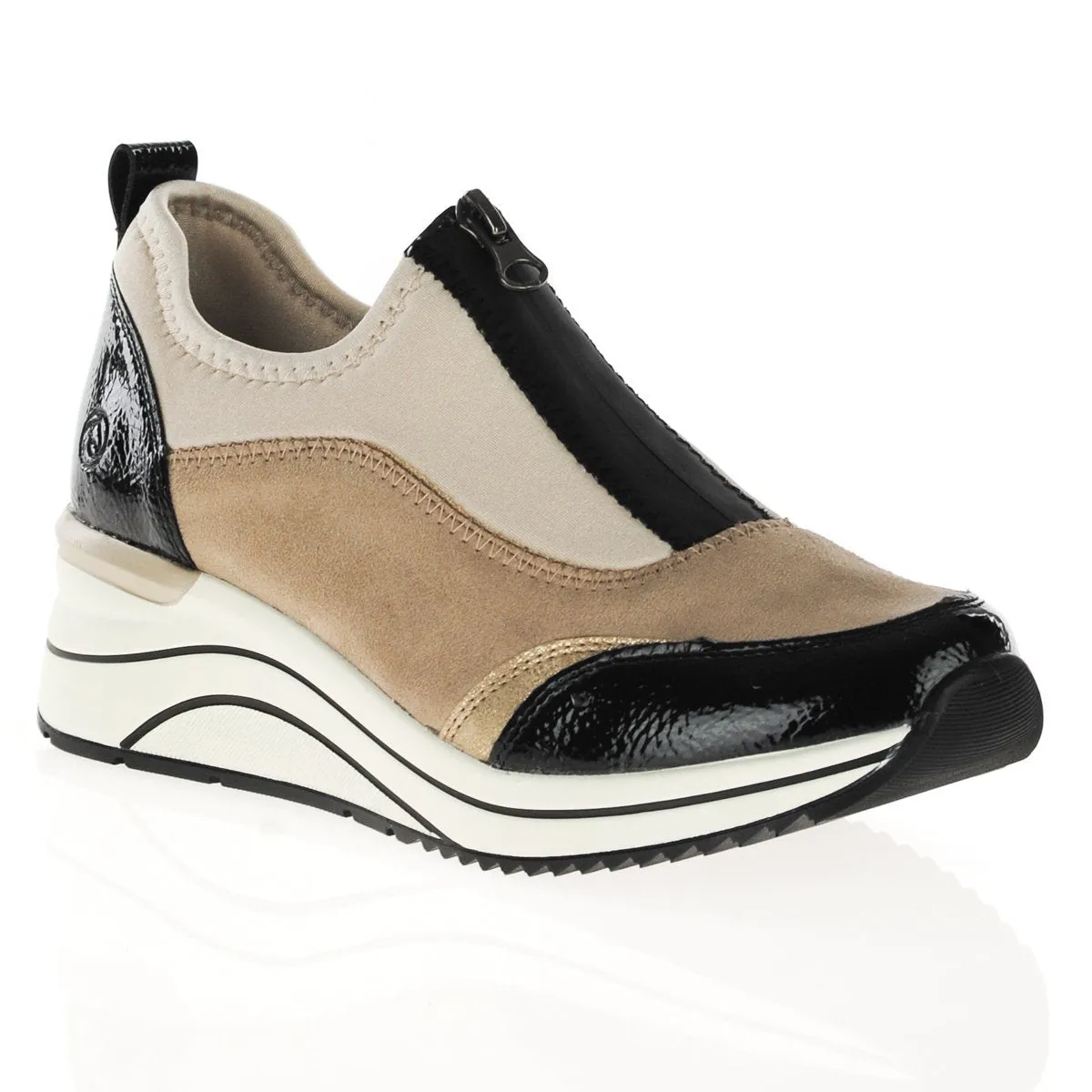 RIEKER SHOE CORPORATION ZIP FRONT SHOE - CREAM MULTI - D0T0860 Dry Base