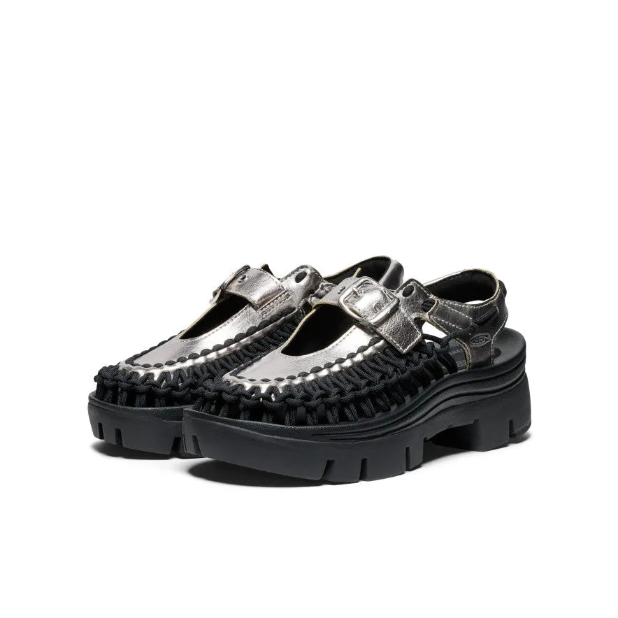 dancing shoes badminton All Gender UNEEK PLT Mary Jane Sneaker  |  Silver/Black