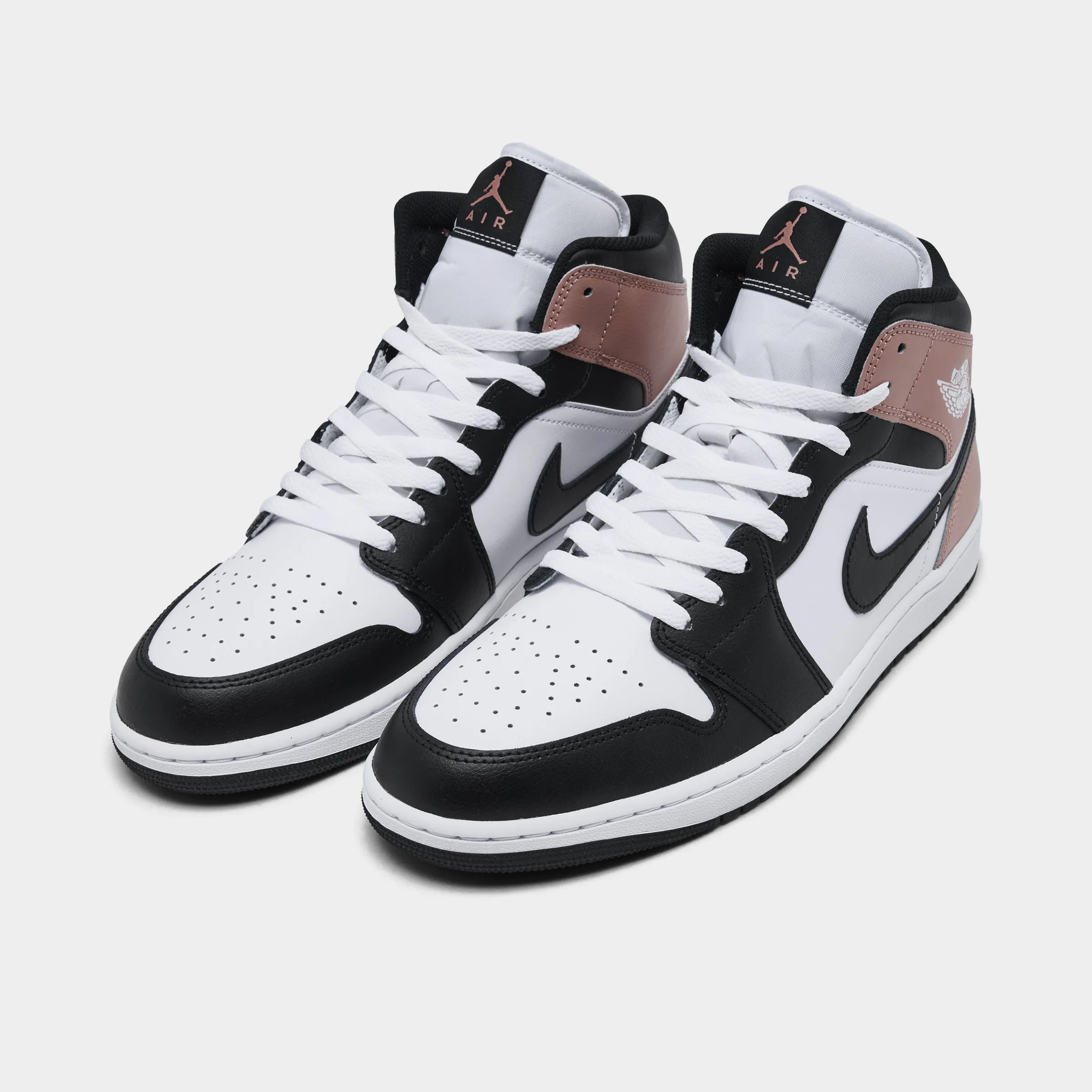 Sleek Fit Jordan 1 Mid White / Black - Rust Pink