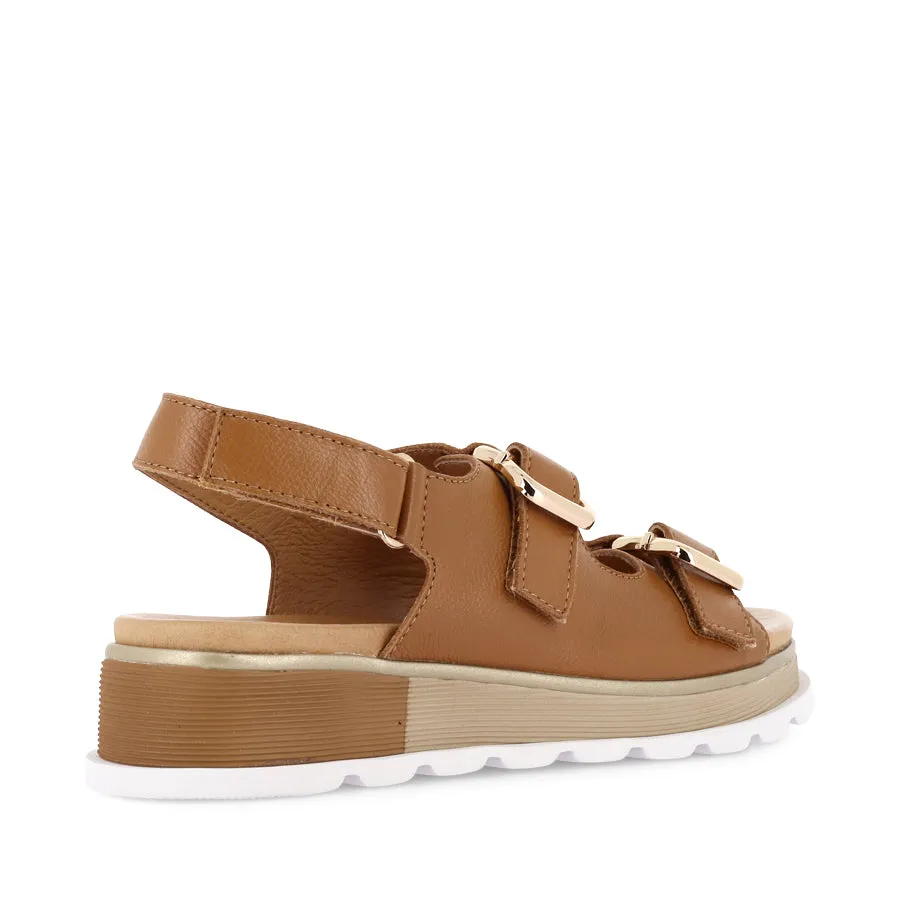 Feel Fresh Sun Safe CARDA - DARK TAN LEATHER