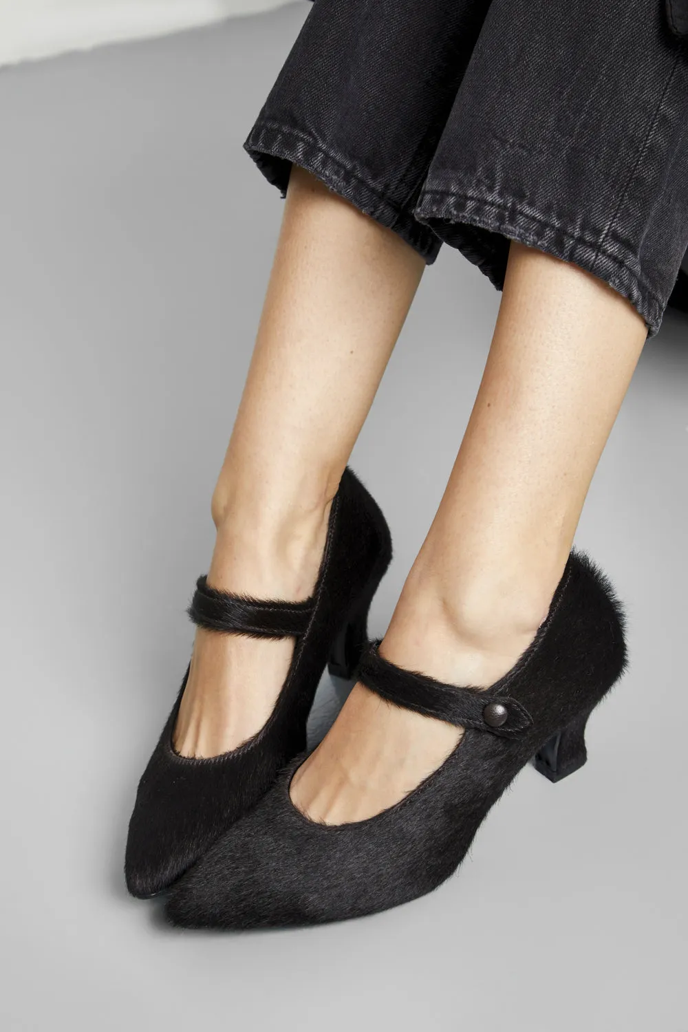 Carmen Pumps in Chocolate Calf Hair Perfect Fit Moisture Wick