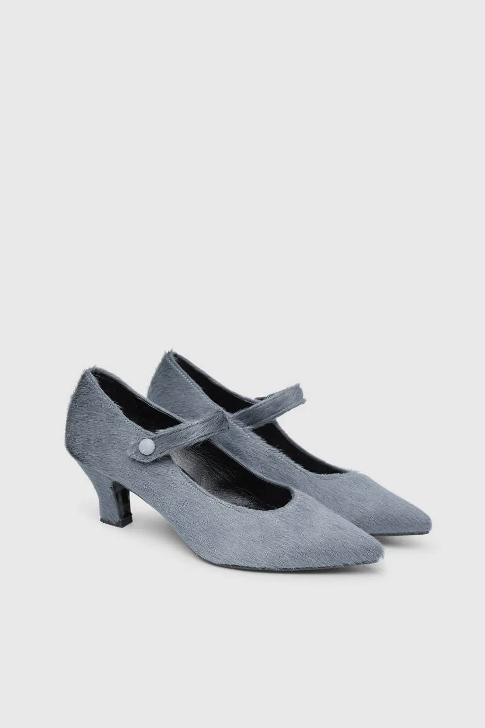 Carmen Pumps in Grey Calf Hair Bride Side