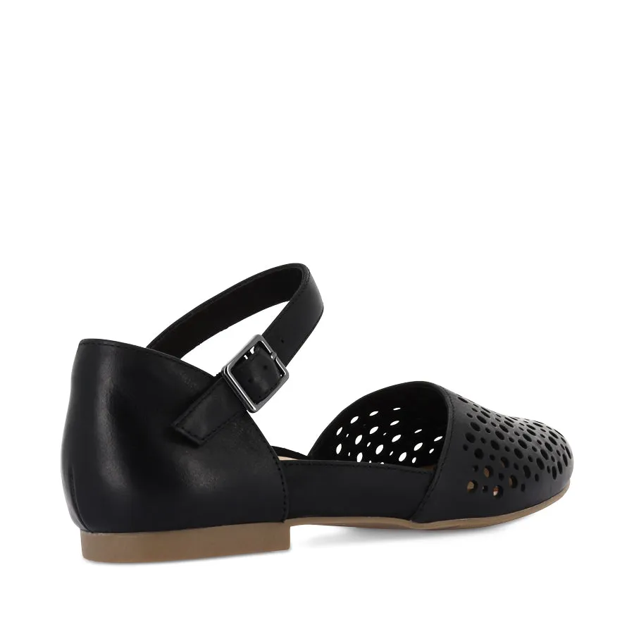 CARROLE XF - BLACK LEATHER Peep Toe flexible shoes