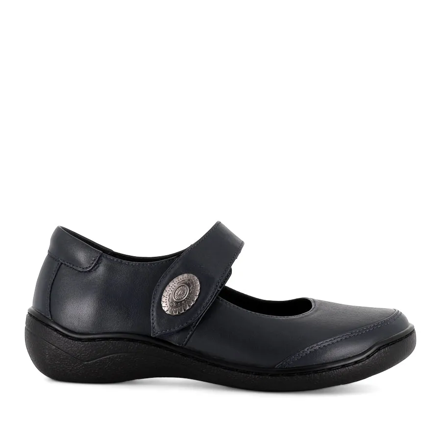 Sleek Fit Office Appropriate Shoes PEACH PLAIN - NAVY STRETCH SMOOTH