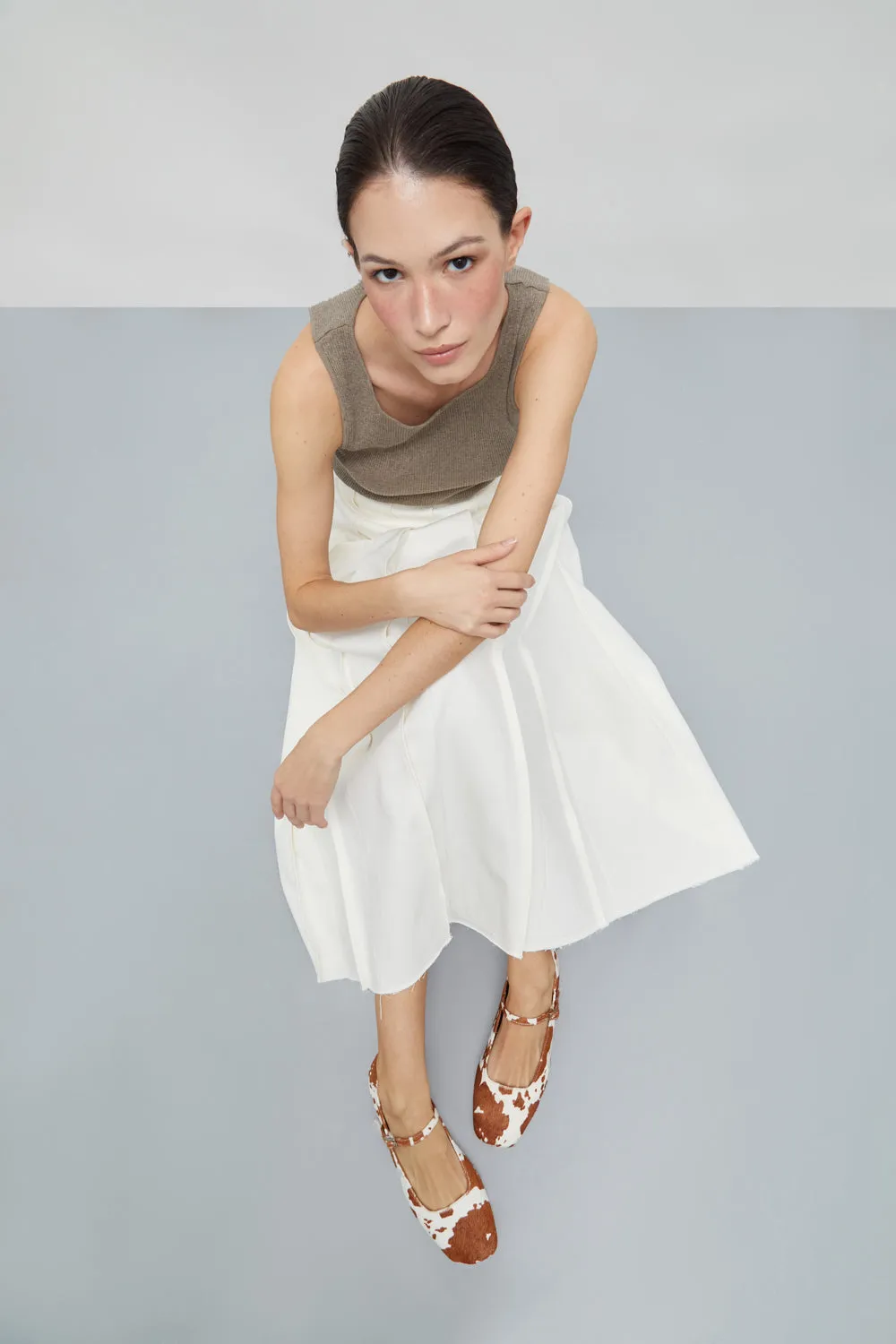 Julieta Mary Janes in Cow Print Calf Hair Innovative Flexible structure