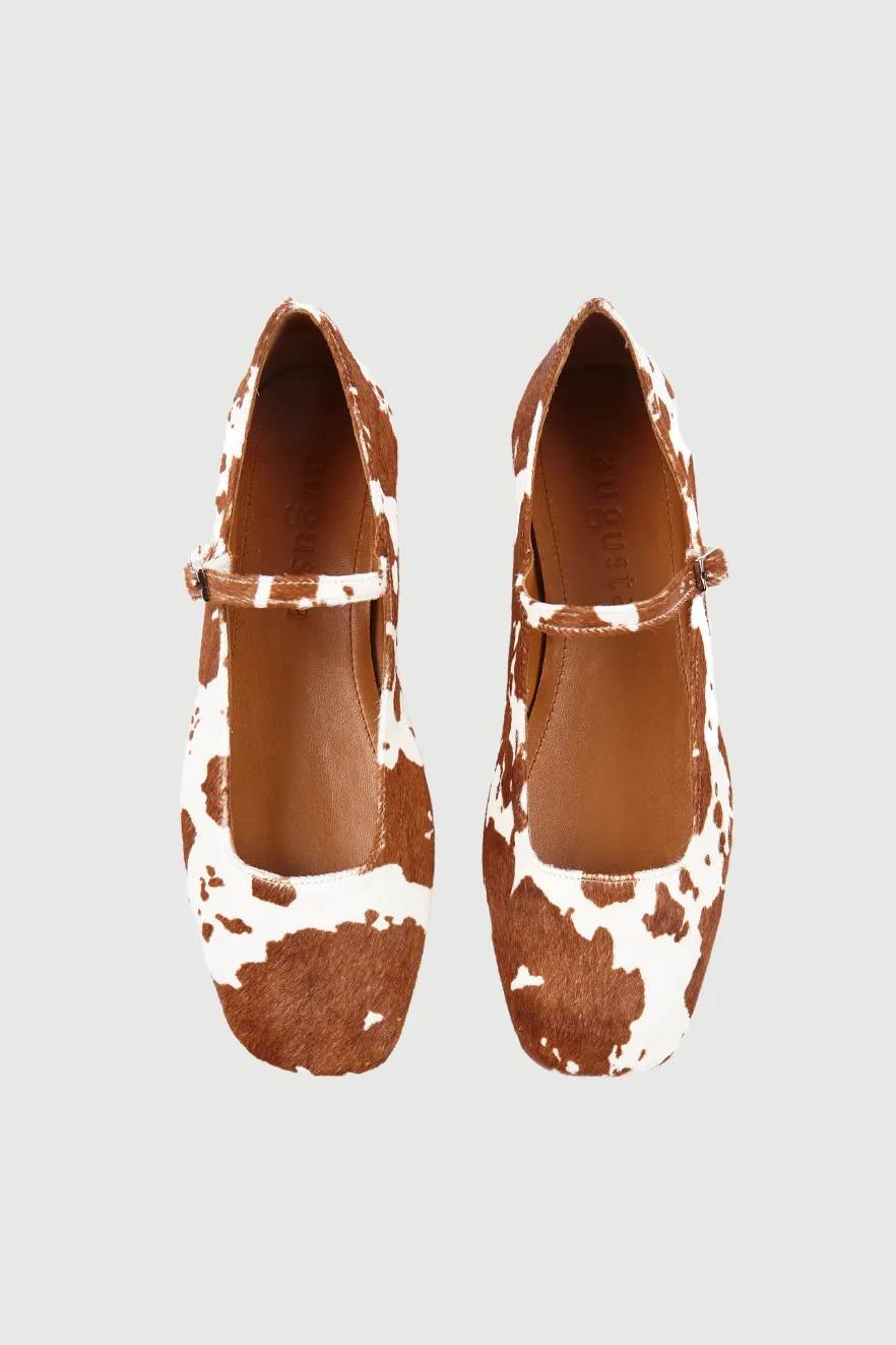 Stylish Appearance Julieta Mary Janes in Cow Print Calf Hair