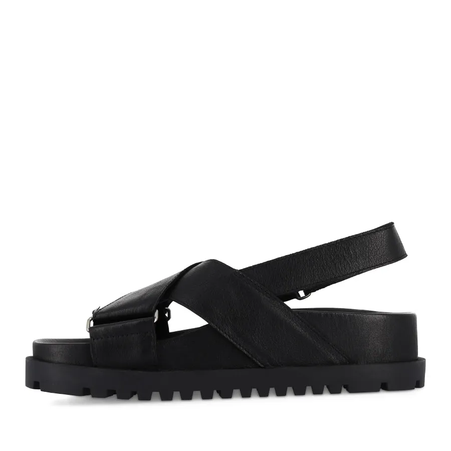 UBARI - BLACK BLACK LEATHER Chic Style Quick Comfort