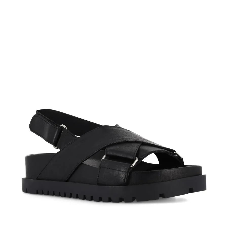 UBARI - BLACK BLACK LEATHER Beach Chic Toe Space