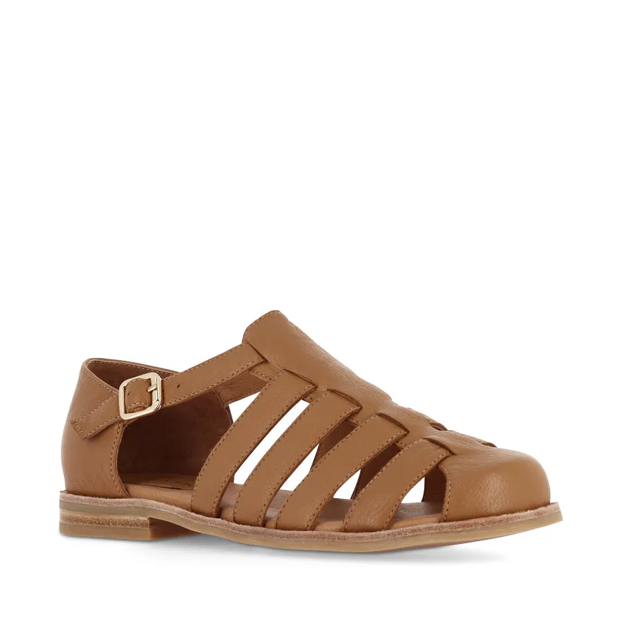 Stone Glow Relaxed Footwear for Summer QOONY - DARK TAN LEATHER