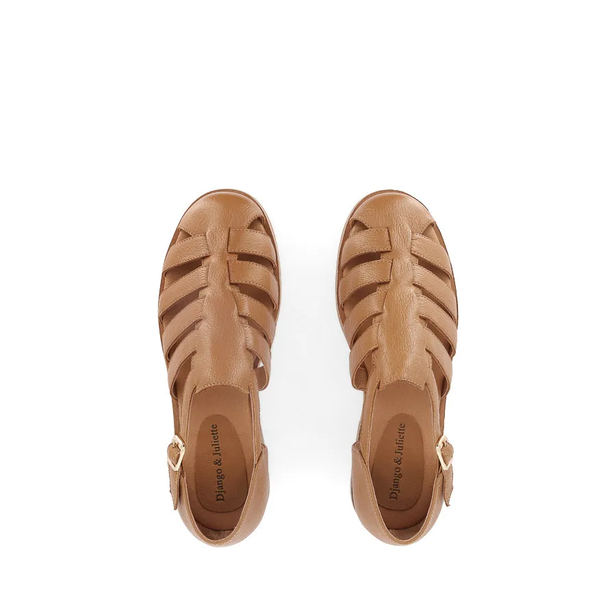 QOONY - DARK TAN LEATHER Chic Comfortable Casual Footwear for Travel