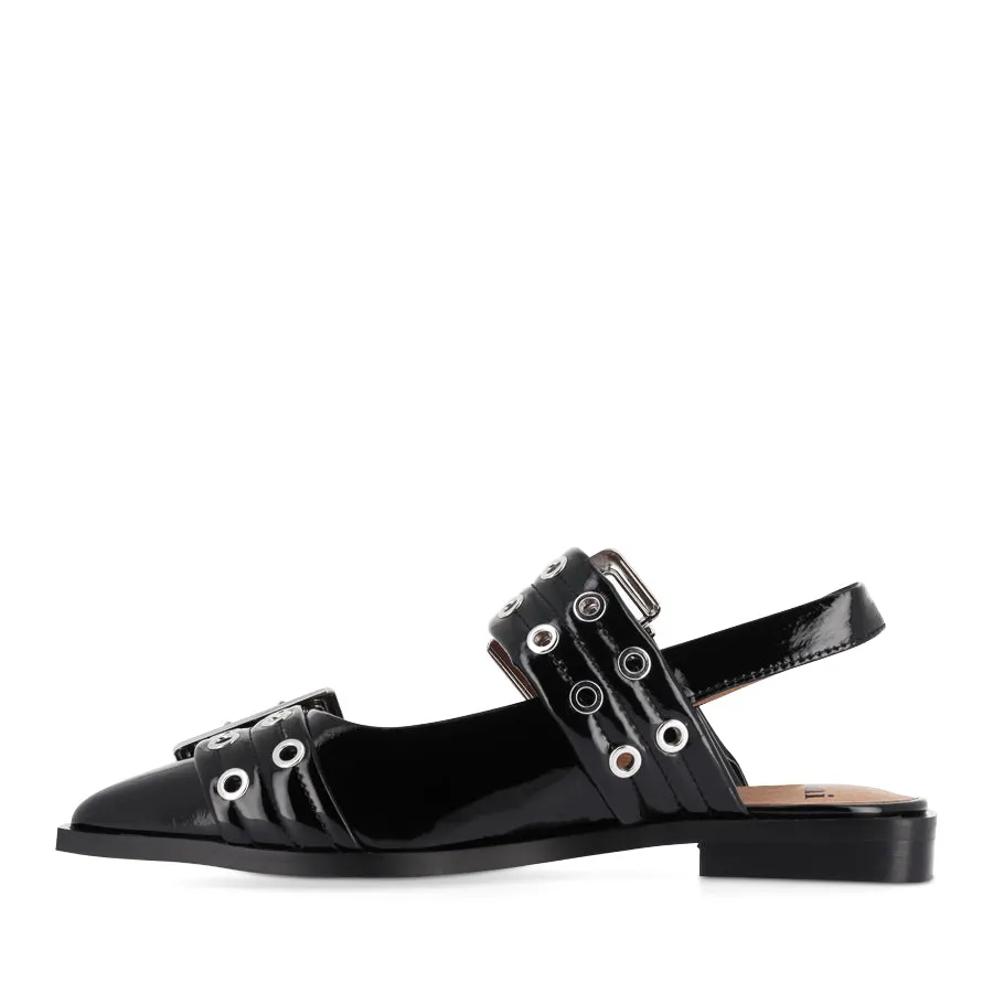 LARRA - BLACK PATENT Leaf Path Trendy Slip-ons