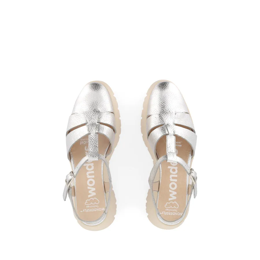 CLEO C-7304 - SILVER LEATHER Chic Footwear for Summer All-day Comfort