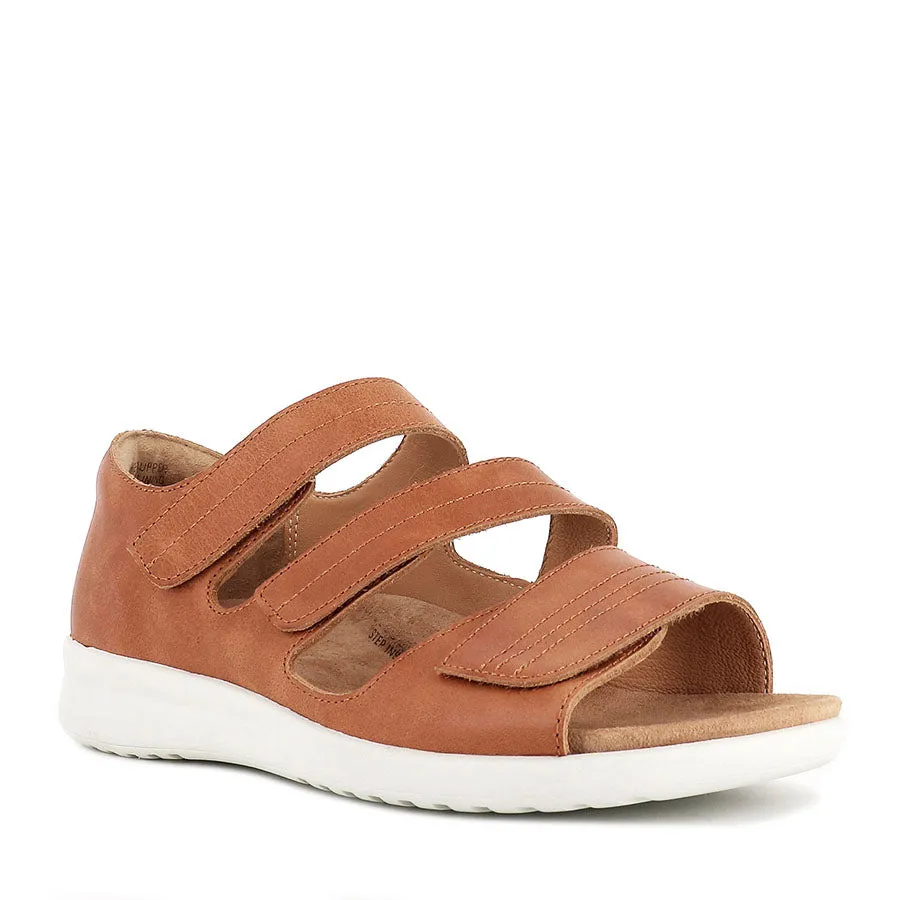 Sandal Clasps Relaxing BARDOT XW - TAN WHITE LEATHER