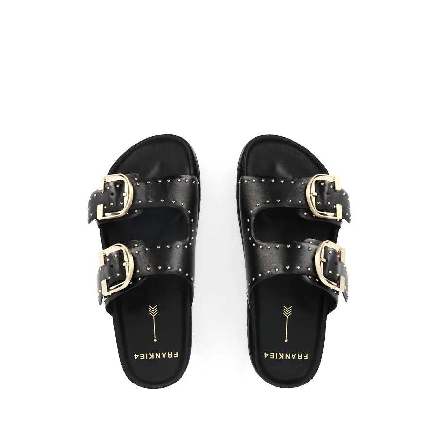 DEON - BLACK STUD LEATHER Effortless Fit Sandals