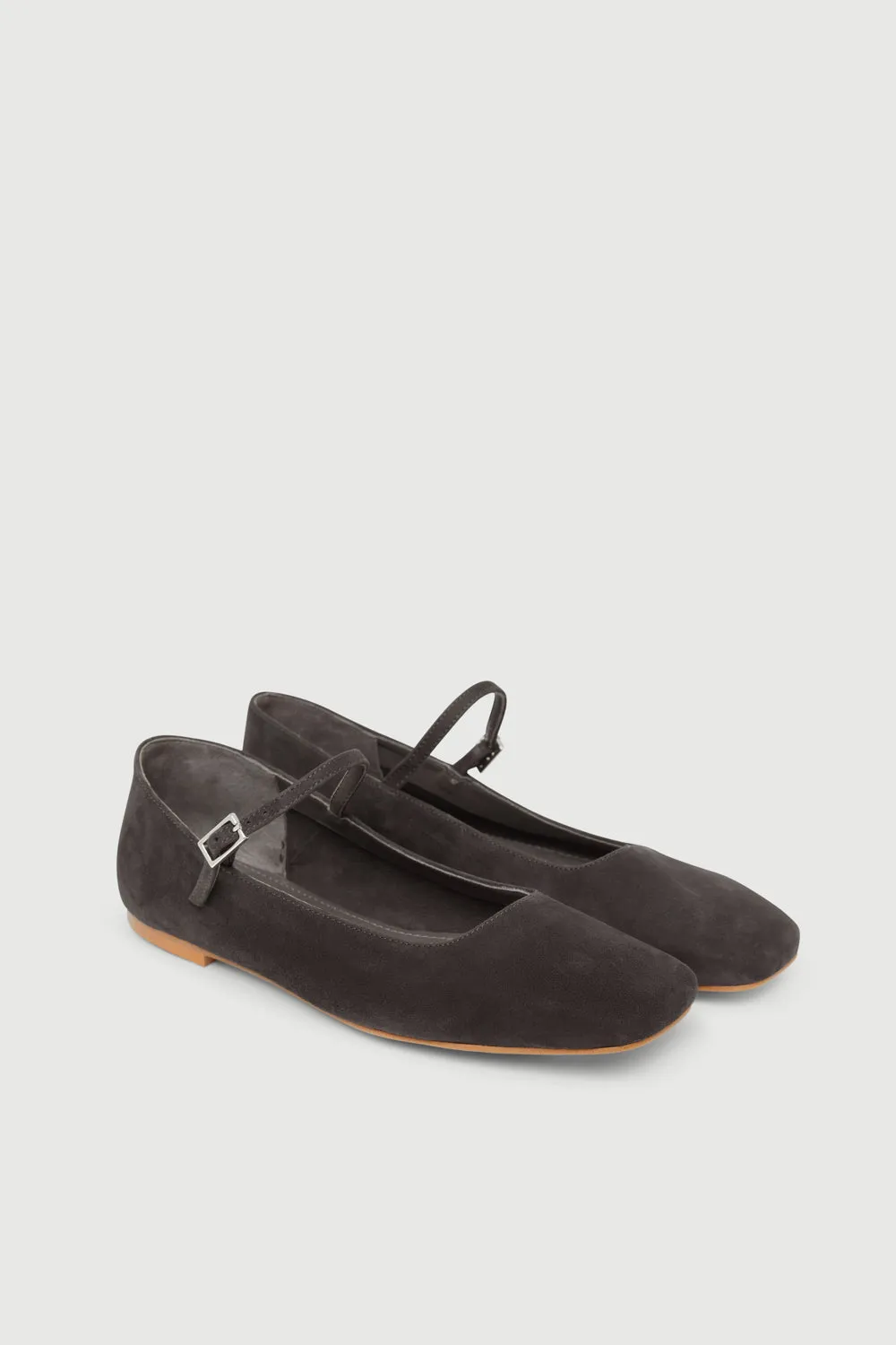 Julieta Mary Janes in Grey Suede Stable Structure