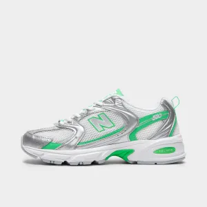 Ergonomic Last Shape Shock Comfort New Balance 530 Silver Metallic / Green Apple