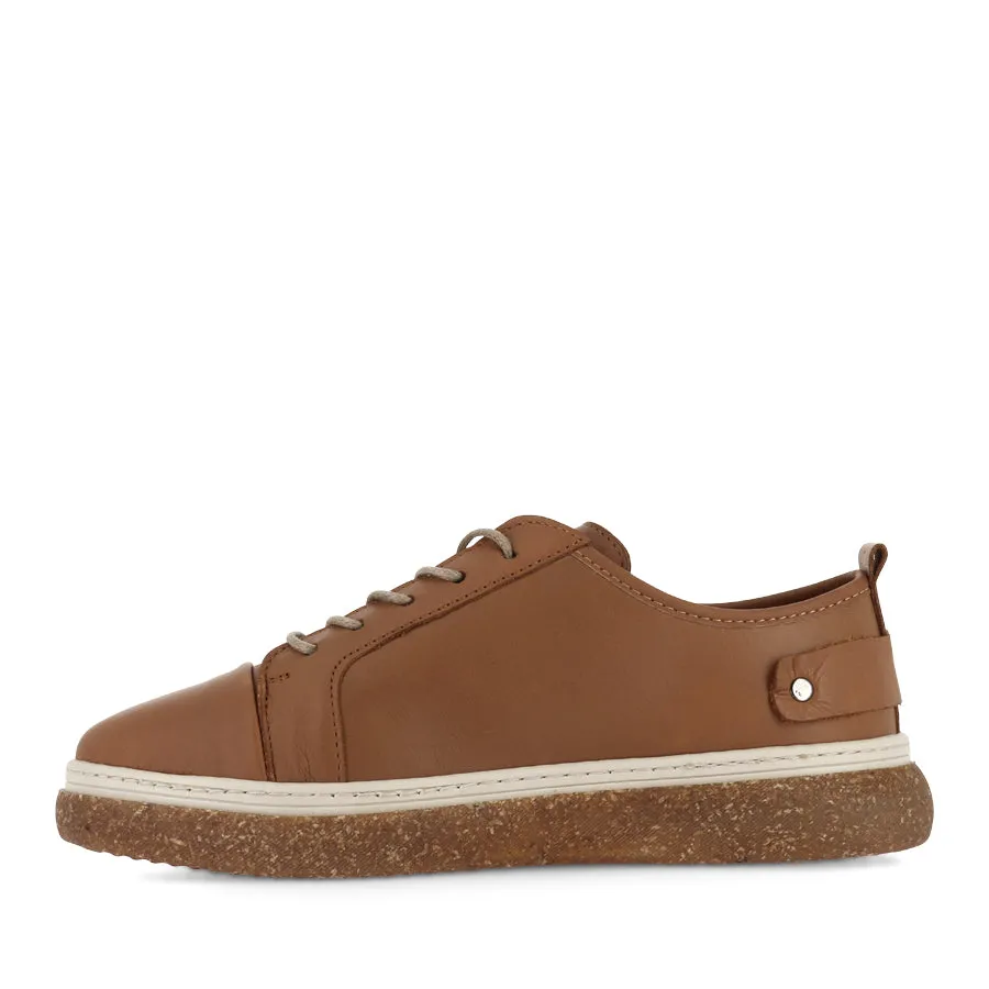 COOPER - TAN LEATHER Elastic Gusset LaceUpDesign