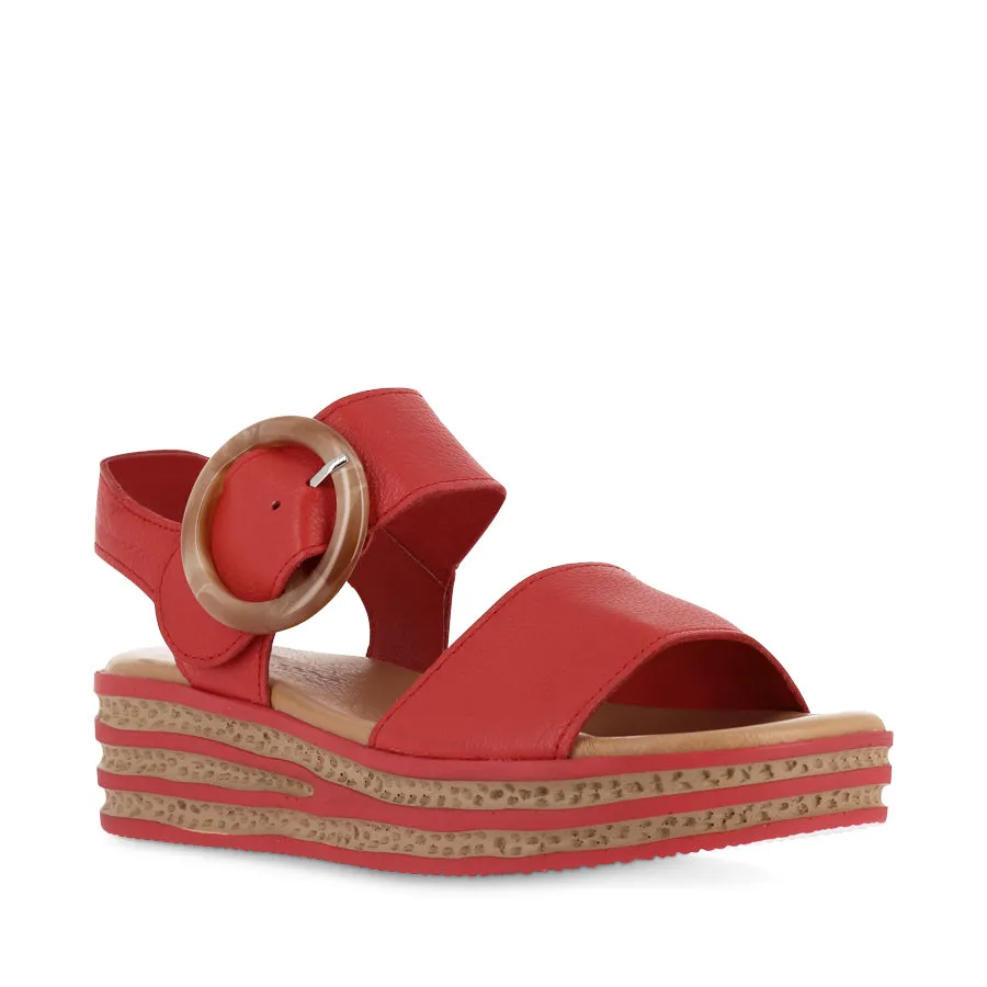 CUBBIE - RED LEATHER Loose Fit Crystal Shine