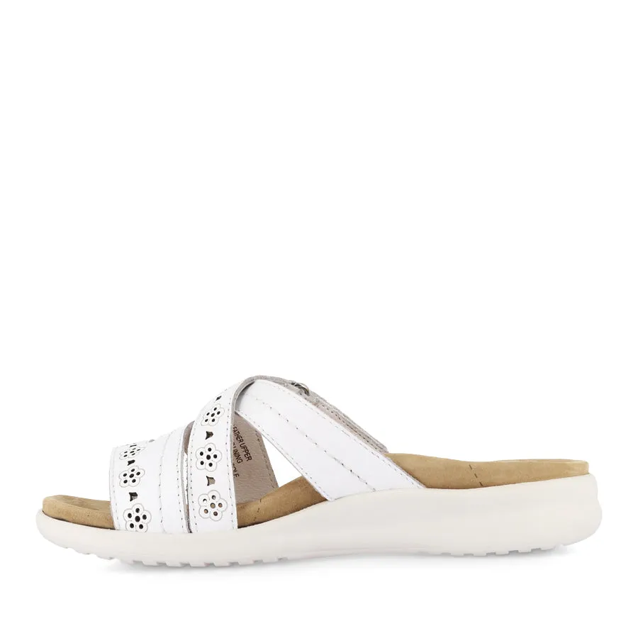 BYLIA XW - WHITE LEATHER Flexible Sole Summer Ready Slides