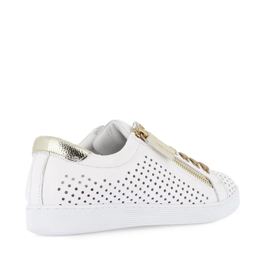 TEMPLE - WHITE/SOFT GOLD LEATHER Neutral Stride Design Foam Insert