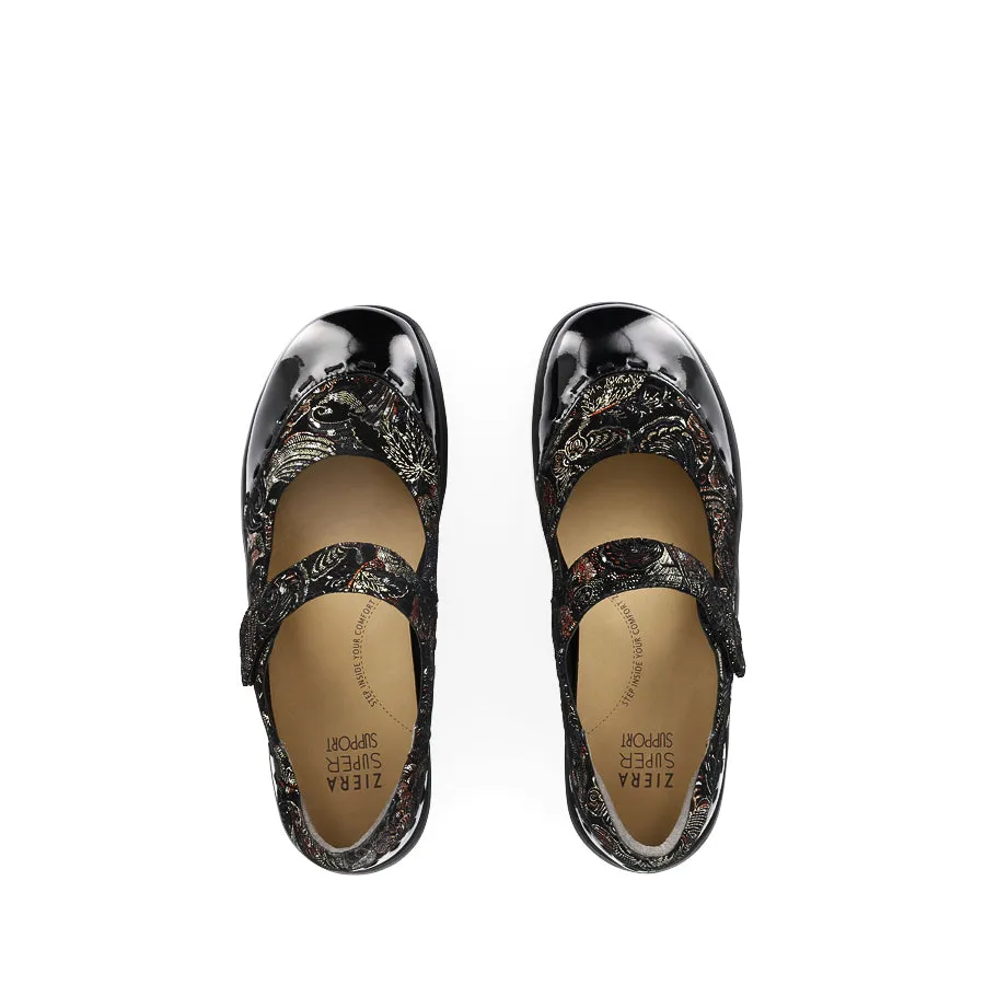 Bride Side GUMMIBEAR W - BLACK ROYAL PRINT PATENT LEATHER