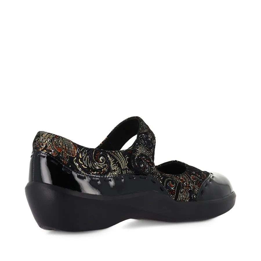 GUMMIBEAR W - BLACK ROYAL PRINT PATENT LEATHER Narrow Fit