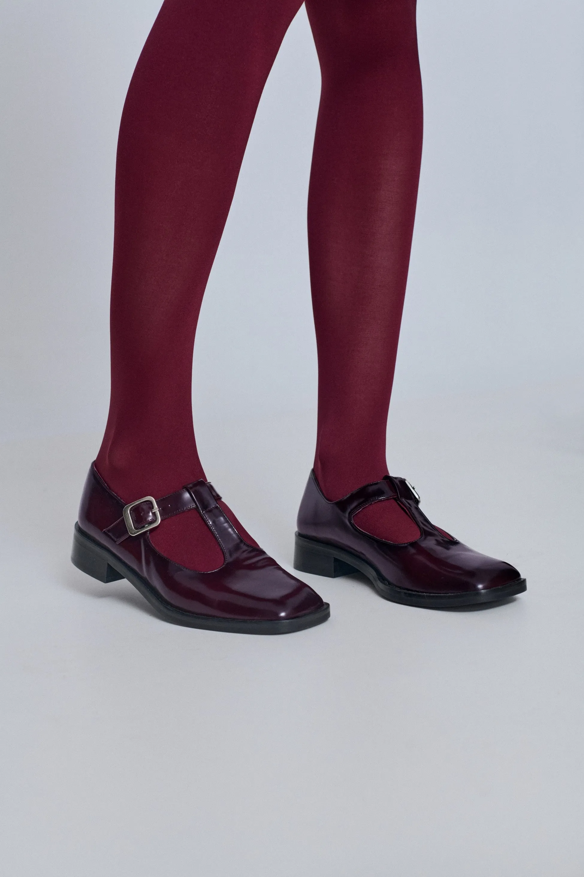 Retro Touch Lucy T-Bar in Burgundy Leather