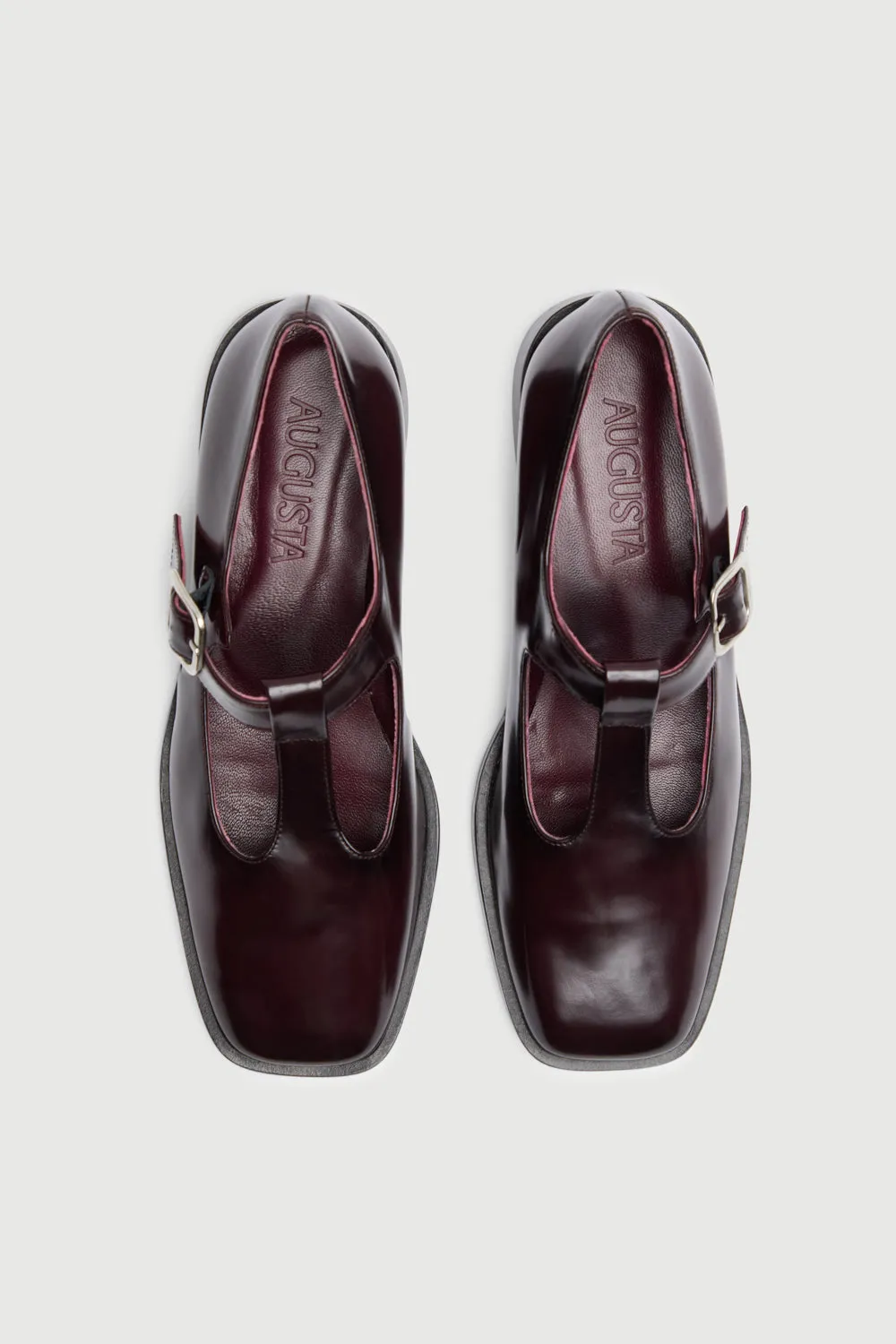 Lucy T-Bar in Burgundy Leather Casual Elegance Cool Steps