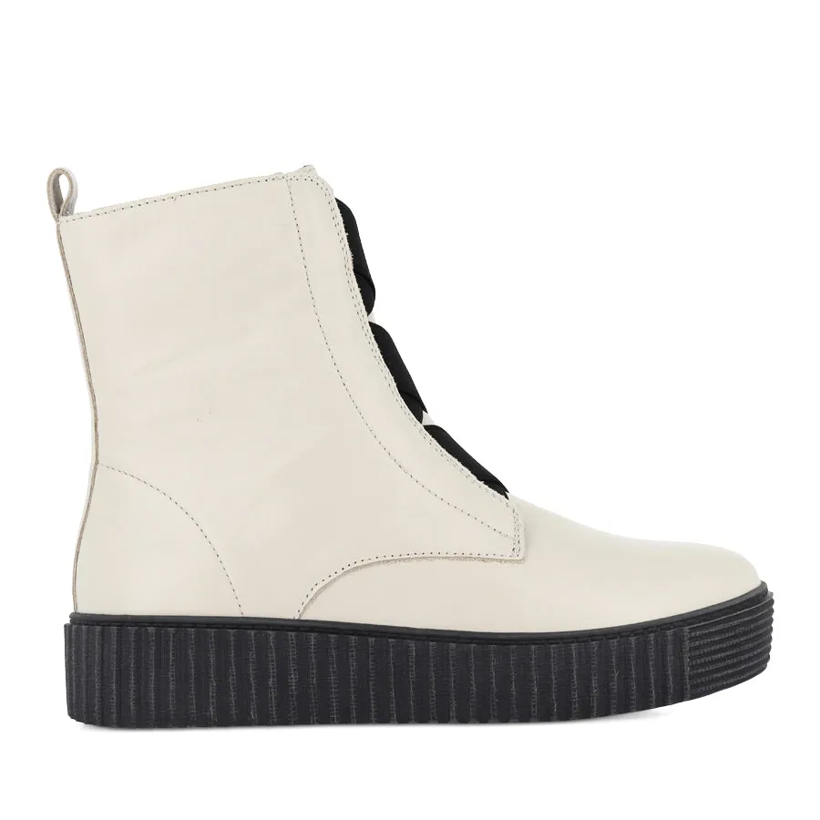 Lace   Up All Day Wear DATE - CREAM LEATHER