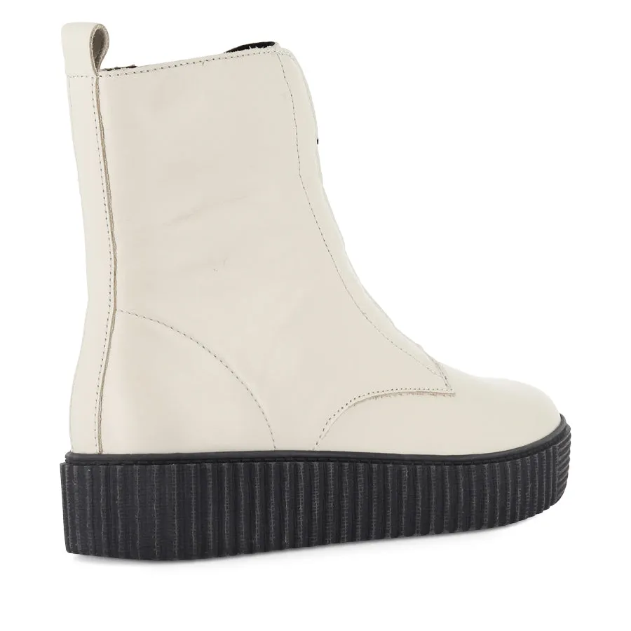 DATE - CREAM LEATHER Olive Tone Smooth Soles