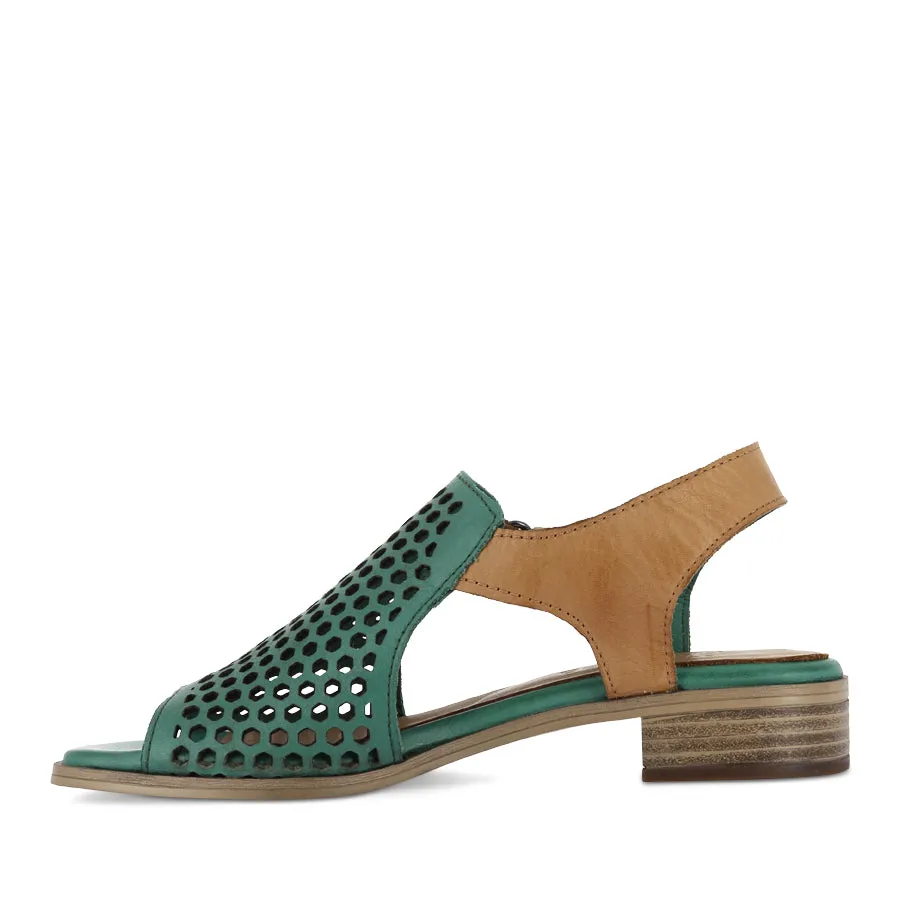 Sunny Mood Lightweight Footwear DENISE - GREEN/TAN LEATHER