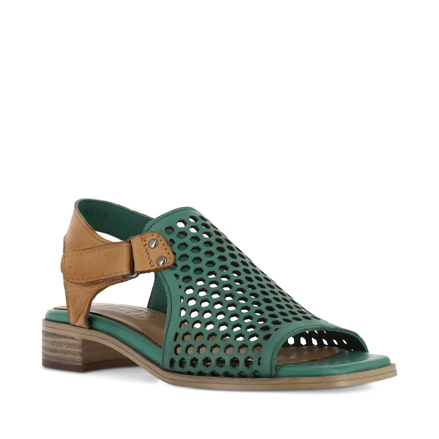DENISE - GREEN/TAN LEATHER Arch support Comfortable Design