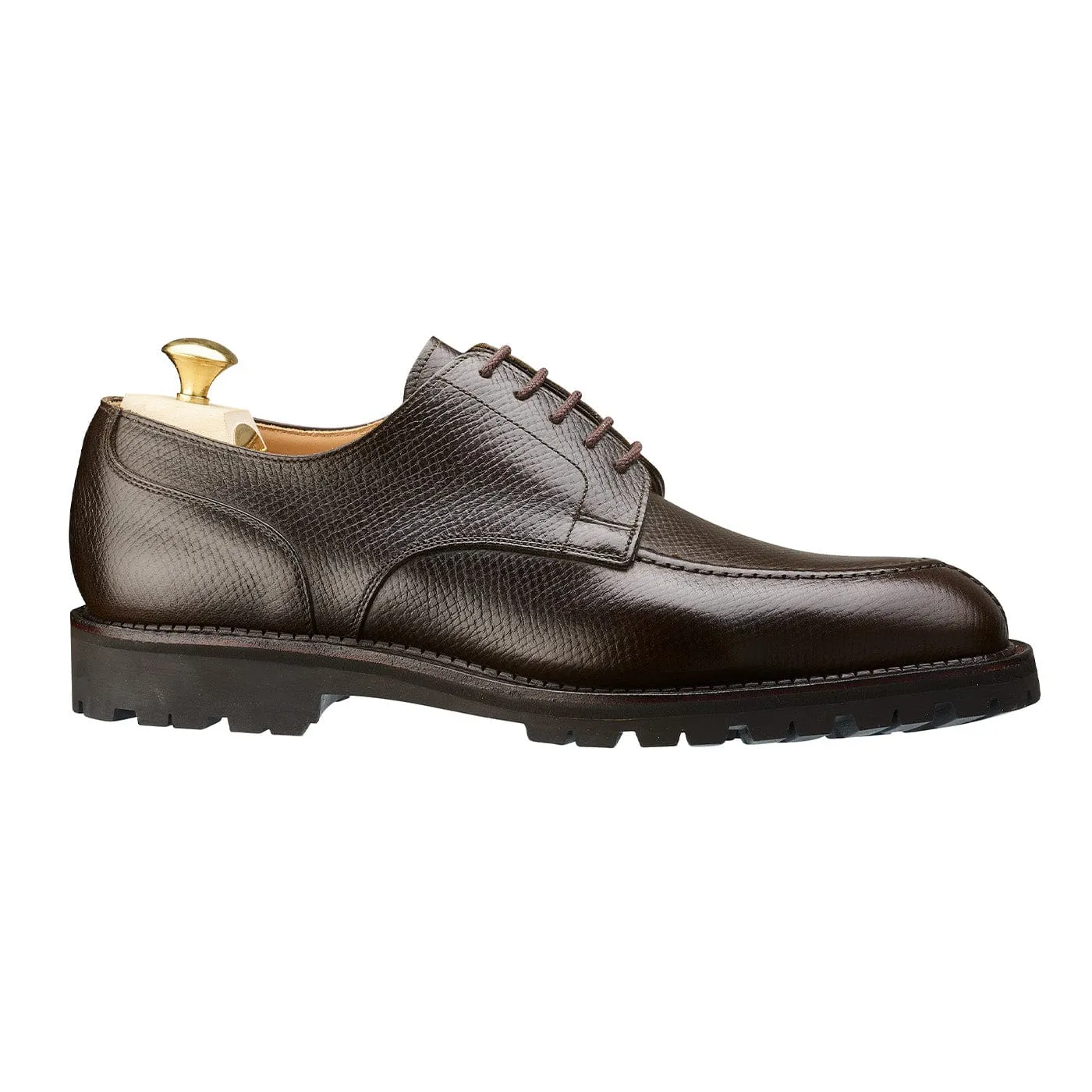 Denver Dark Brown Hatch Grain Slip On Style Wide Step