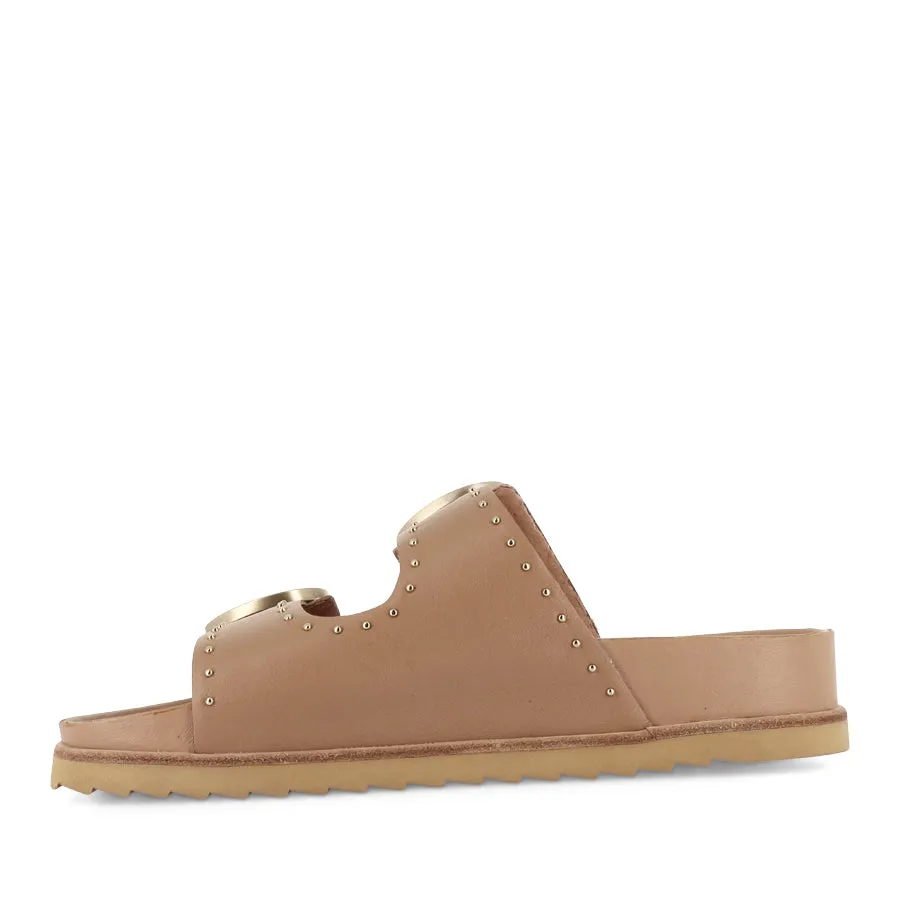 DEON - CAMEL STUD LEATHER Sandal Strap Easy Beach