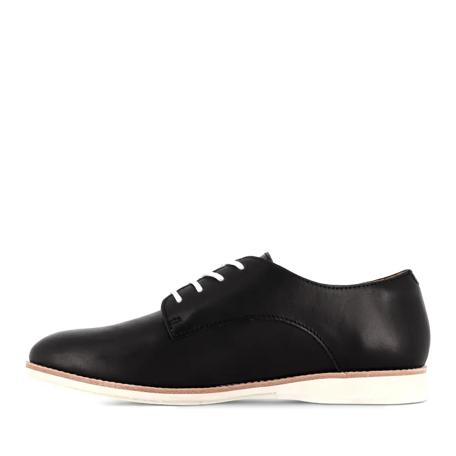 DERBY - BLACK LEATHER Arch support Wide Steps